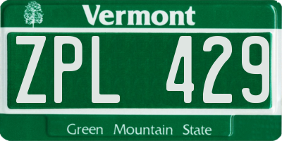 VT license plate ZPL429