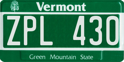 VT license plate ZPL430