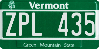 VT license plate ZPL435