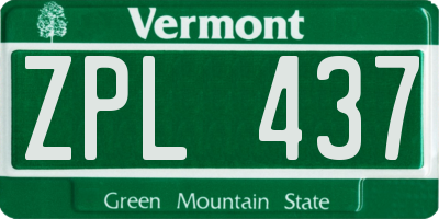 VT license plate ZPL437