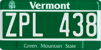 VT license plate ZPL438