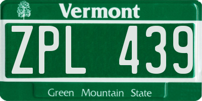 VT license plate ZPL439