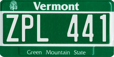 VT license plate ZPL441