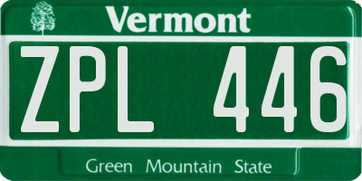 VT license plate ZPL446
