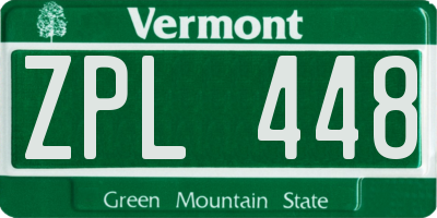 VT license plate ZPL448