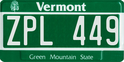 VT license plate ZPL449