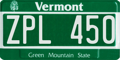 VT license plate ZPL450