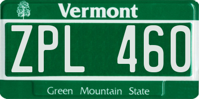VT license plate ZPL460