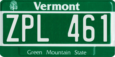 VT license plate ZPL461