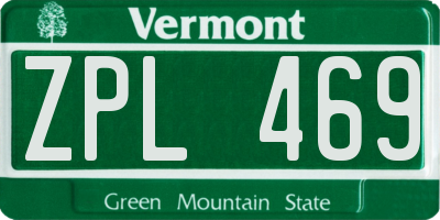 VT license plate ZPL469