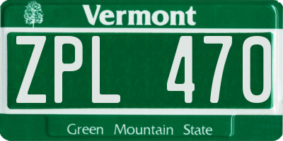 VT license plate ZPL470