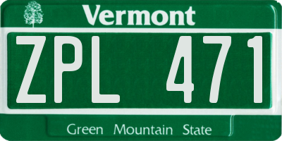 VT license plate ZPL471