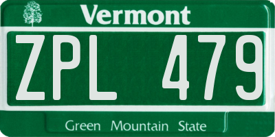 VT license plate ZPL479