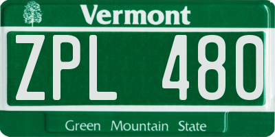 VT license plate ZPL480