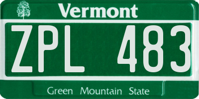 VT license plate ZPL483