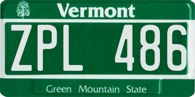 VT license plate ZPL486