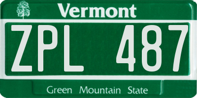 VT license plate ZPL487