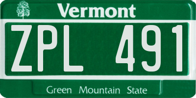 VT license plate ZPL491
