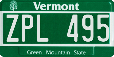 VT license plate ZPL495