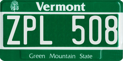 VT license plate ZPL508