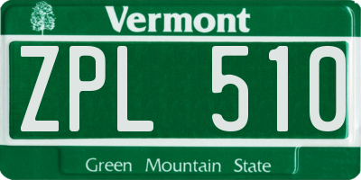 VT license plate ZPL510
