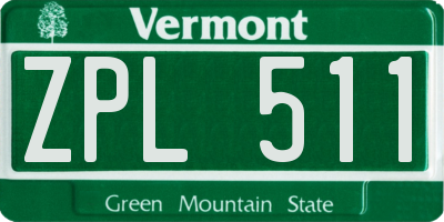 VT license plate ZPL511