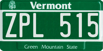 VT license plate ZPL515