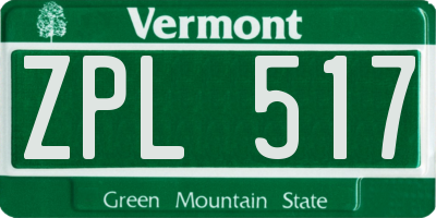 VT license plate ZPL517