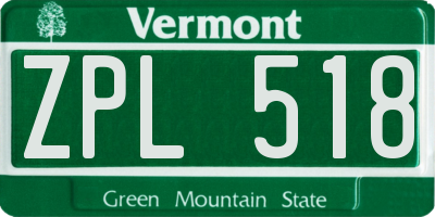 VT license plate ZPL518
