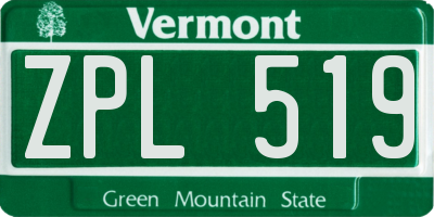 VT license plate ZPL519