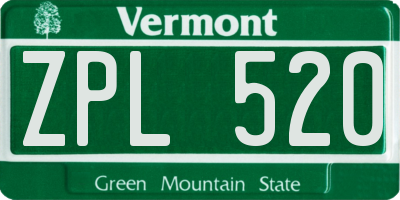 VT license plate ZPL520