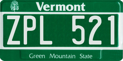 VT license plate ZPL521
