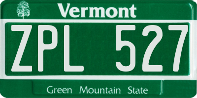 VT license plate ZPL527