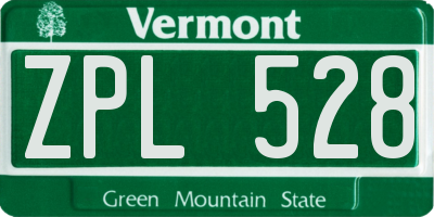 VT license plate ZPL528