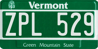 VT license plate ZPL529