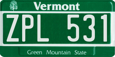 VT license plate ZPL531