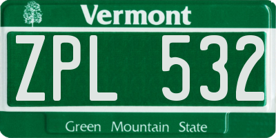 VT license plate ZPL532