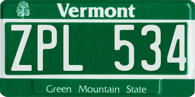 VT license plate ZPL534