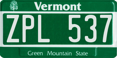 VT license plate ZPL537