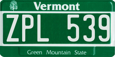 VT license plate ZPL539