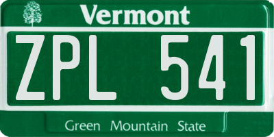 VT license plate ZPL541