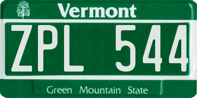 VT license plate ZPL544