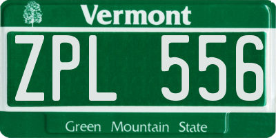 VT license plate ZPL556