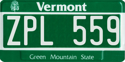 VT license plate ZPL559