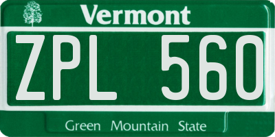 VT license plate ZPL560