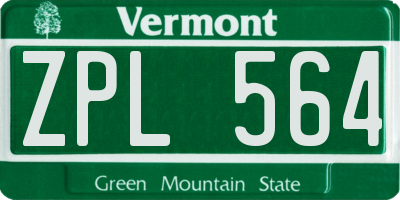 VT license plate ZPL564