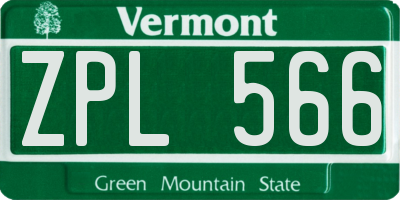 VT license plate ZPL566