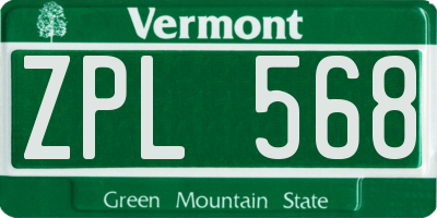 VT license plate ZPL568