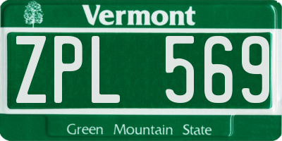 VT license plate ZPL569
