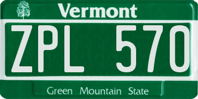 VT license plate ZPL570